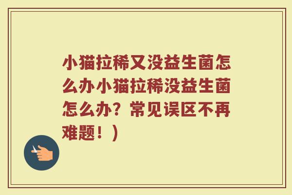 小猫拉稀又没益生菌怎么办小猫拉稀没益生菌怎么办？常见误区不再难题！)
