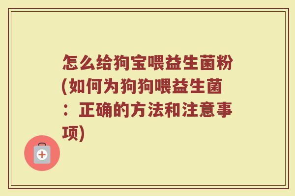 怎么给狗宝喂益生菌粉(如何为狗狗喂益生菌:正确的方法和注意事项)