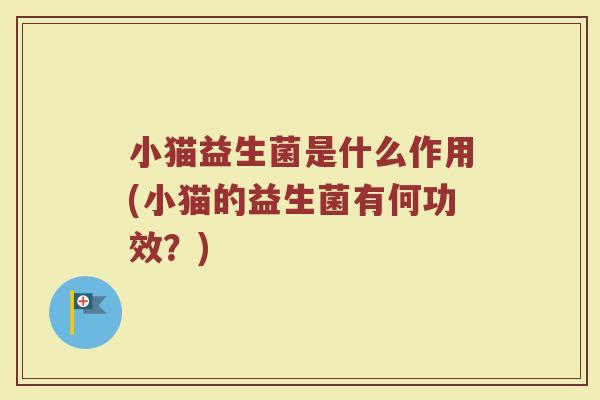 小猫益生菌是什么作用(小猫的益生菌有何功效？)