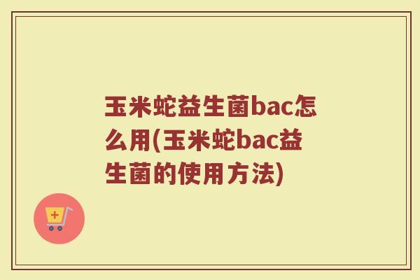 玉米蛇益生菌bac怎么用(玉米蛇bac益生菌的使用方法)