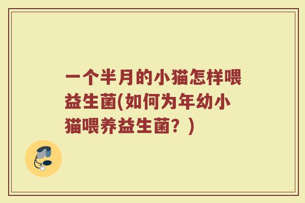 一个半月的小猫怎样喂益生菌(如何为年幼小猫喂养益生菌?) 一个半月的小猫怎样喂益生菌(如何为年幼小猫喂养益生菌?)