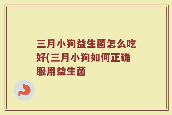 三月小狗益生菌怎么吃好(三月小狗如何正确服用益生菌 三月小狗益生菌怎么吃好(三月小狗如何正确服用益生菌
