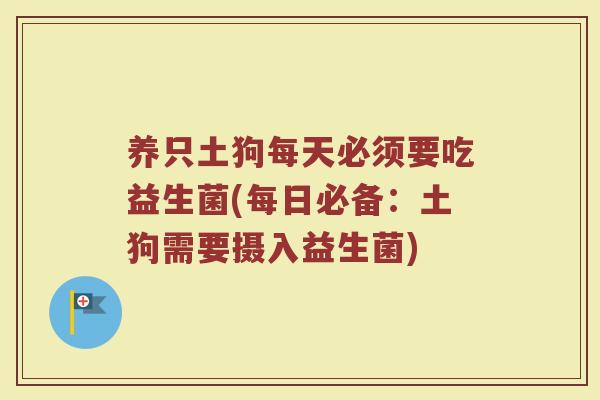 养只土狗每天必须要吃益生菌(每日必备：土狗需要摄入益生菌)