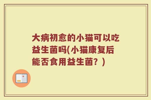 大病初愈的小猫可以吃益生菌吗(小猫康复后能否食用益生菌?)