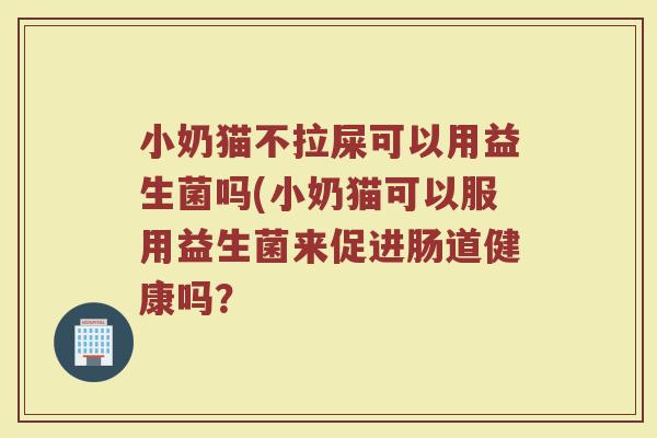 小奶猫不拉屎可以用益生菌吗(小奶猫可以服用益生菌来促进肠道健康吗？