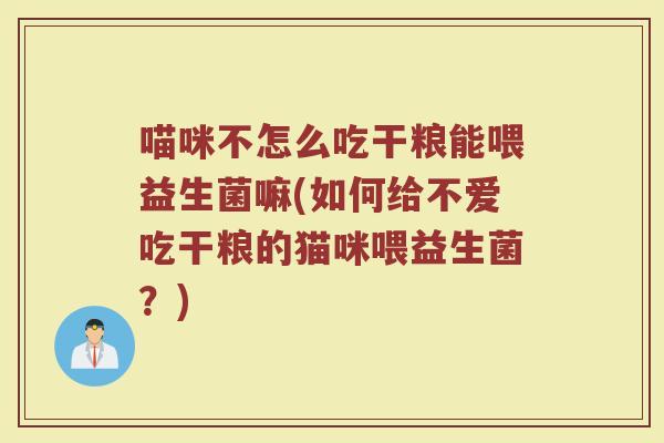 喵咪不怎么吃干粮能喂益生菌嘛(如何给不爱吃干粮的猫咪喂益生菌?)