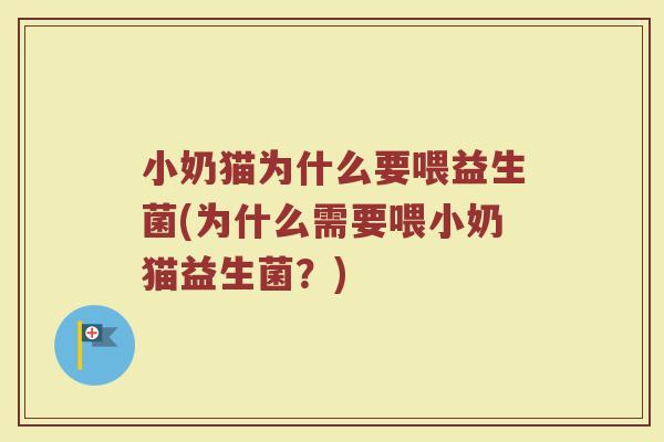 小奶猫为什么要喂益生菌(为什么需要喂小奶猫益生菌?)