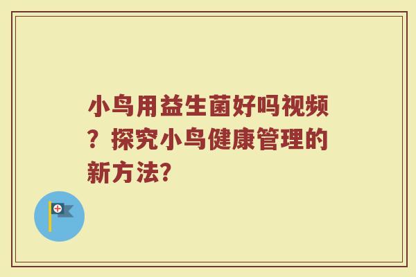 小鸟用益生菌好吗视频?探究小鸟健康管理的新方法?