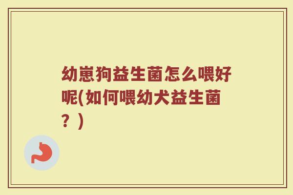 幼崽狗益生菌怎么喂好呢(如何喂幼犬益生菌?)