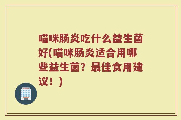 喵咪肠炎吃什么益生菌好(喵咪肠炎适合用哪些益生菌?最佳食用建议!)