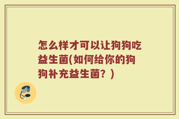 怎么样才可以让狗狗吃益生菌(如何给你的狗狗补充益生菌?)