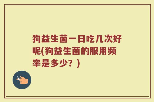 狗益生菌一日吃几次好呢(狗益生菌的服用频率是多少?)