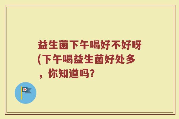 益生菌下午喝好不好呀(下午喝益生菌好处多，你知道吗？