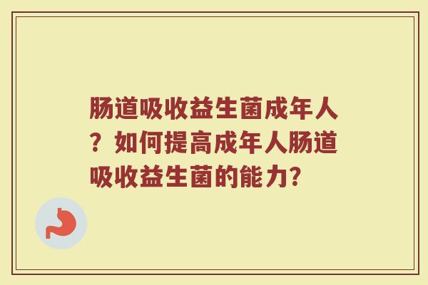 肠道吸收益生菌成年人?如何提高成年人肠道吸收益生菌的能力?