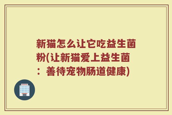 新猫怎么让它吃益生菌粉(让新猫爱上益生菌:善待宠物肠道健康)