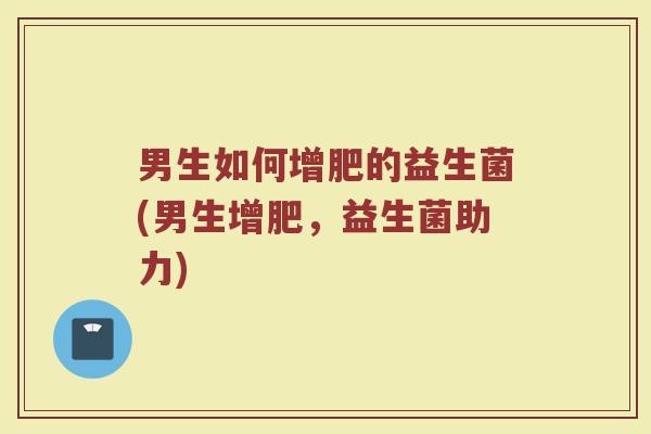 男生如何增肥的益生菌(男生增肥,益生菌助力)