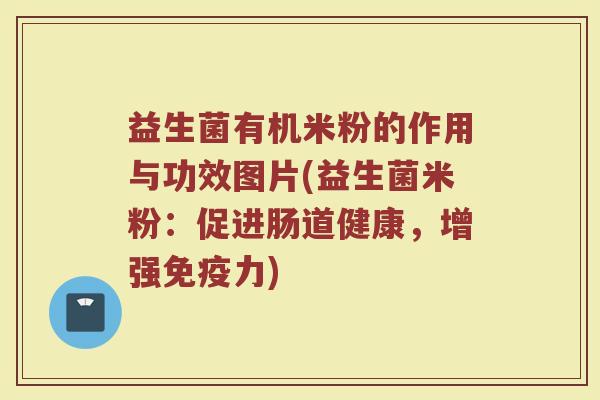益生菌有机米粉的作用与功效图片(益生菌米粉:促进肠道健康,增强免疫力)