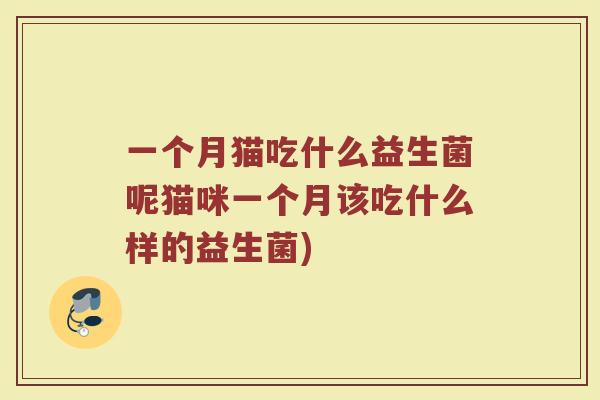 一个月猫吃什么益生菌呢猫咪一个月该吃什么样的益生菌)