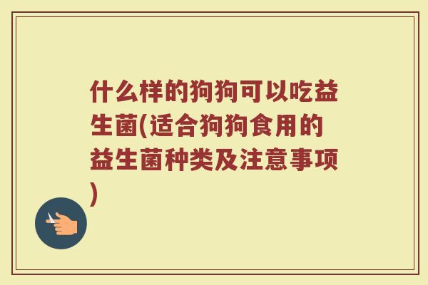 什么样的狗狗可以吃益生菌(适合狗狗食用的益生菌种类及注意事项)