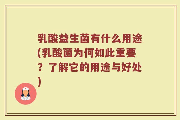 乳酸益生菌有什么用途(乳酸菌为何如此重要？了解它的用途与好处)