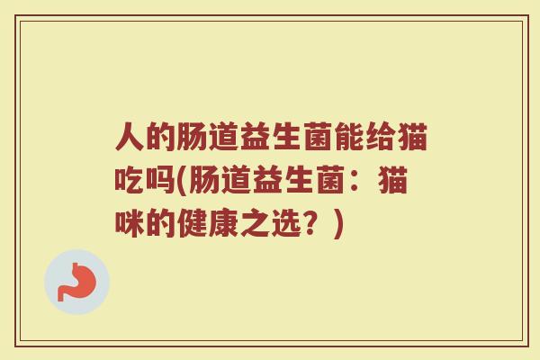 人的肠道益生菌能给猫吃吗(肠道益生菌:猫咪的健康之选?)