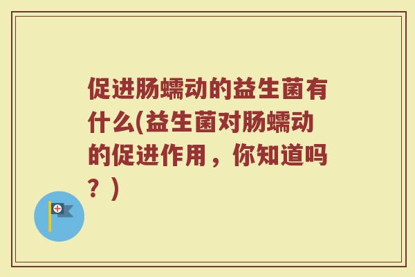 促进肠蠕动的益生菌有什么(益生菌对肠蠕动的促进作用，你知道吗？)