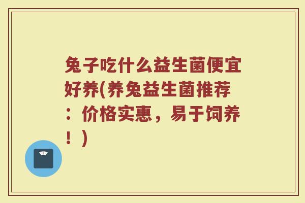 兔子吃什么益生菌便宜好养(养兔益生菌推荐：价格实惠，易于饲养！)