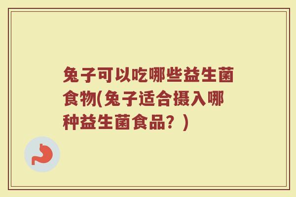 兔子可以吃哪些益生菌食物(兔子适合摄入哪种益生菌食品?) 兔子可以吃哪些益生菌食物(兔子适合摄入哪种益生菌食品?)