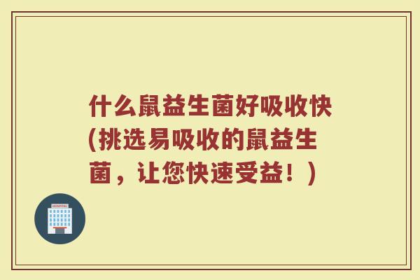 什么鼠益生菌好吸收快(挑选易吸收的鼠益生菌，让您快速受益！)