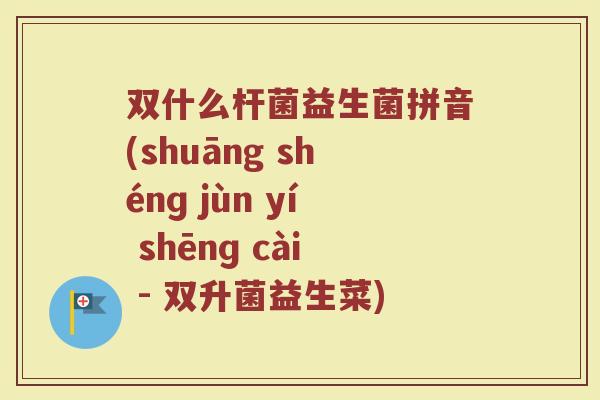双什么杆菌益生菌拼音(shuāng shénɡ jùn yí shēnɡ cài - 双升菌益生菜)