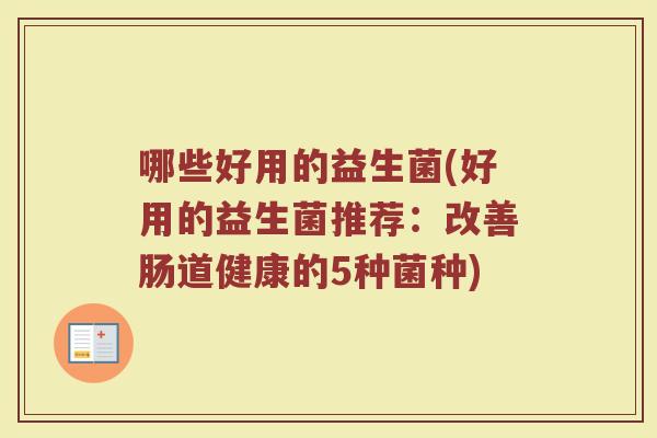 哪些好用的益生菌(好用的益生菌推荐：改善肠道健康的5种菌种)