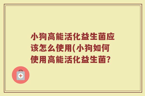小狗高能活化益生菌应该怎么使用(小狗如何使用高能活化益生菌?