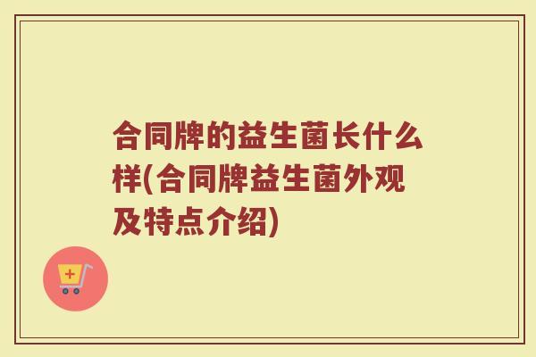 合同牌的益生菌长什么样(合同牌益生菌外观及特点介绍)
