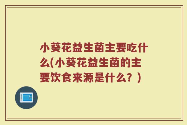 小葵花益生菌主要吃什么(小葵花益生菌的主要饮食来源是什么？)