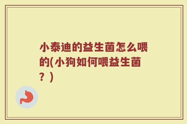 小泰迪的益生菌怎么喂的(小狗如何喂益生菌?)