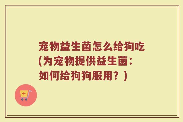 宠物益生菌怎么给狗吃(为宠物提供益生菌:如何给狗狗服用?)