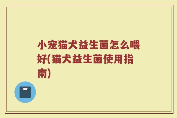 小宠猫犬益生菌怎么喂好(猫犬益生菌使用指南)