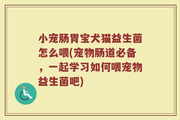 小宠肠胃宝犬猫益生菌怎么喂(宠物肠道必备,一起学习如何喂宠物益生菌吧) 小宠肠胃宝犬猫益生菌怎么喂(宠物肠道必备,一起学习如何喂宠物益生菌吧)