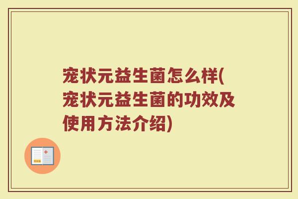 宠状元益生菌怎么样(宠状元益生菌的功效及使用方法介绍)