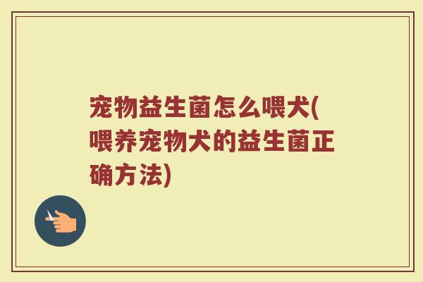 宠物益生菌怎么喂犬(喂养宠物犬的益生菌正确方法)