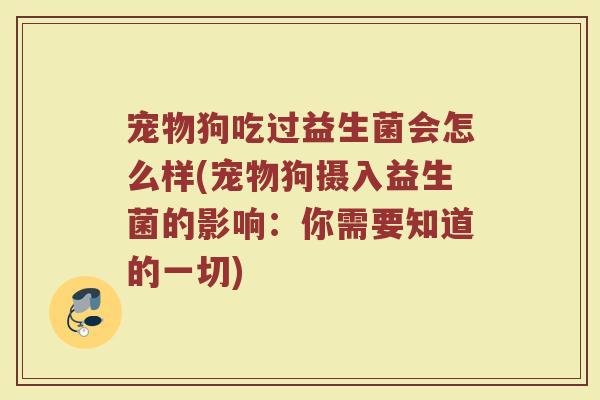宠物狗吃过益生菌会怎么样(宠物狗摄入益生菌的影响:你需要知道的一切)