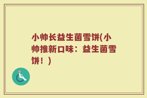 小帅长益生菌雪饼(小帅推新口味：益生菌雪饼！)