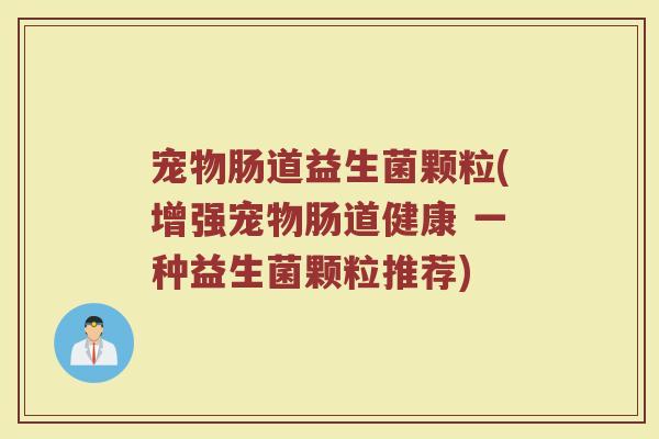 宠物肠道益生菌颗粒(增强宠物肠道健康 一种益生菌颗粒推荐)