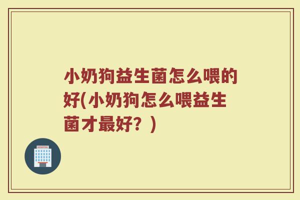 小奶狗益生菌怎么喂的好(小奶狗怎么喂益生菌才最好？)