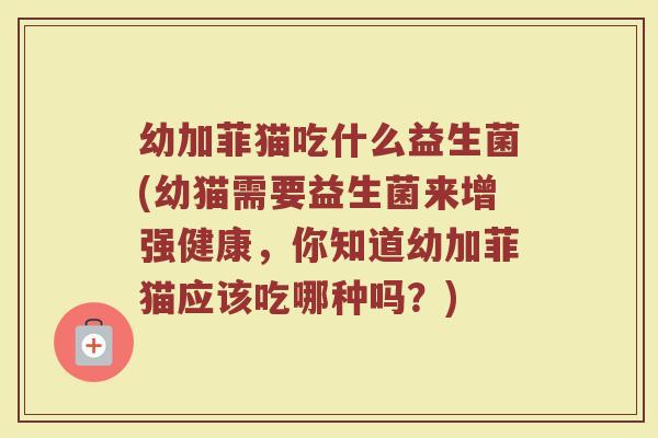 幼加菲猫吃什么益生菌(幼猫需要益生菌来增强健康，你知道幼加菲猫应该吃哪种吗？)