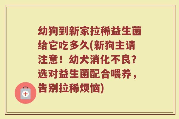 幼狗到新家拉稀益生菌给它吃多久(新狗主请注意！幼犬消化不良？选对益生菌配合喂养，告别拉稀烦恼)