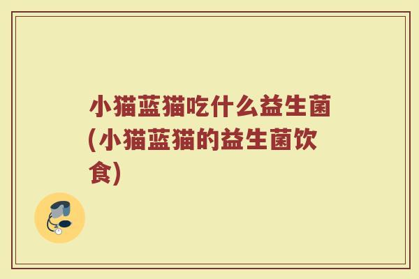 小猫蓝猫吃什么益生菌(小猫蓝猫的益生菌饮食) 小猫蓝猫吃什么益生菌(小猫蓝猫的益生菌饮食)