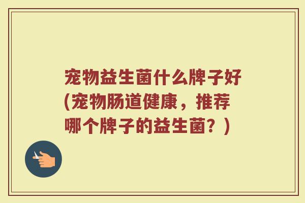 宠物益生菌什么牌子好(宠物肠道健康，推荐哪个牌子的益生菌？)