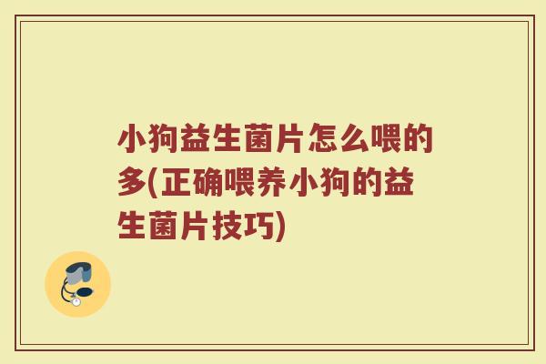 小狗益生菌片怎么喂的多(正确喂养小狗的益生菌片技巧)
