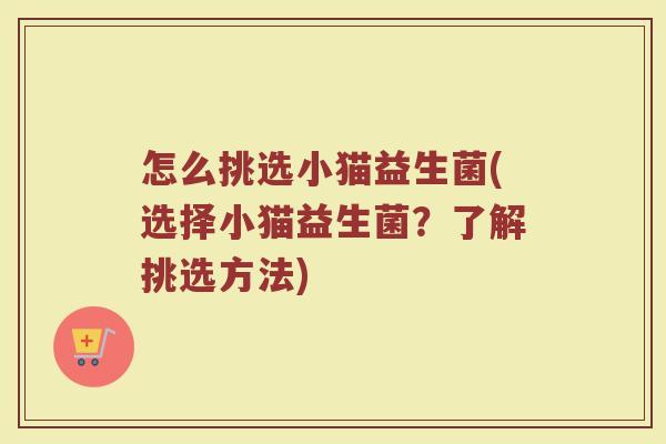 怎么挑选小猫益生菌(选择小猫益生菌？了解挑选方法)